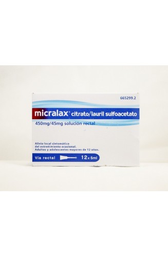 MICRALAX CITRATO/LAURIL SULFOACETATO 450 mg/ml + 45 mg/ml SOLUCION RECTAL 12 ENEMAS 5 ml